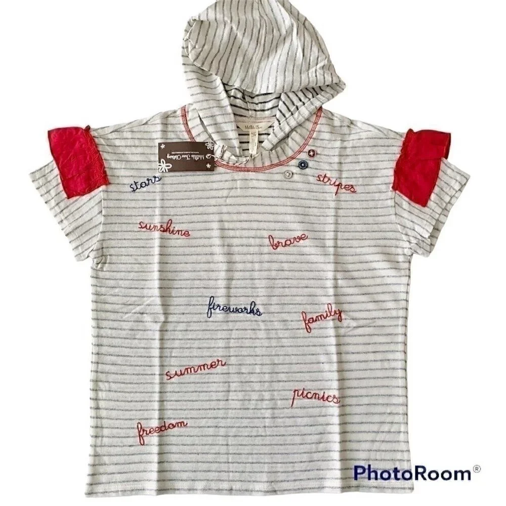 NWT Matilda Jane Blaire Striped Graphic Hoodie Top 14 Years